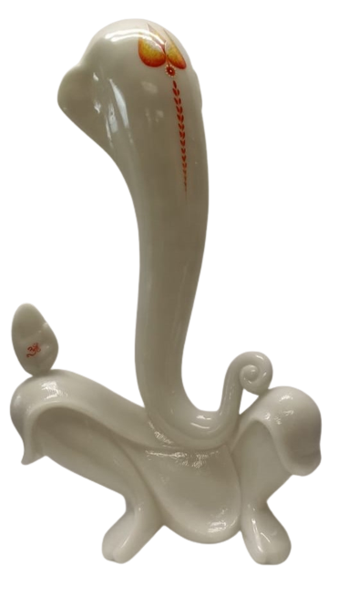 White Fiber in Marble Finishing Abstract Art Ganesh Statue - 23"