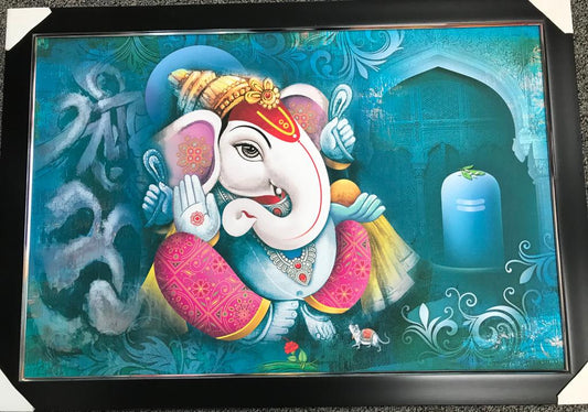 Sparkle Canvas Print Frame Picture of Ganeshji # 6 - 20 x 30"