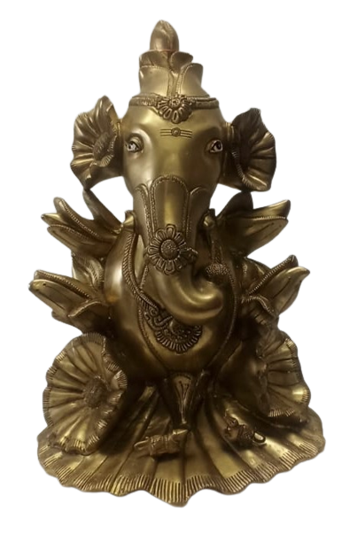 Brass Antique Artistic Carved Statue of Ganeshji - 12"