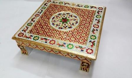Golden Traditional Meenakari Work Square Bajot 12" - 18"