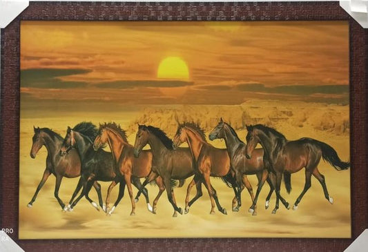 Home Decor Framed Wall Art Picture of Horses # 2 - 33 x 23"