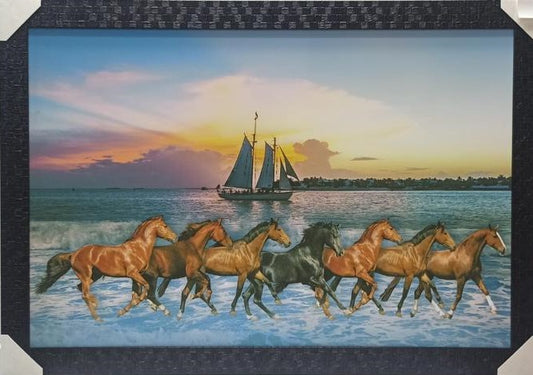 Home Decor Framed Wall Art Picture of Horses # 5 - 33 x 23"