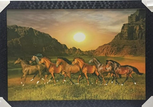 Home Decor Framed Wall Art Picture of Horses # 6 - 33 x 23"