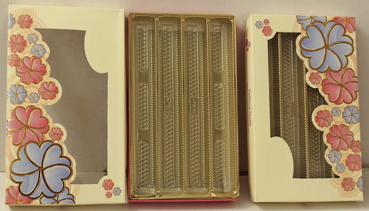 Cream Flower Print Sweet Box 1 Kg 4 Partition