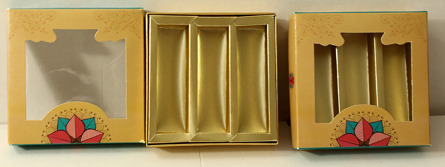 Golden Flower Print Sweet Box 250 Grams 3 Partition