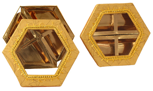 Golden Hexagon 4 Partition Dry Fruit Box