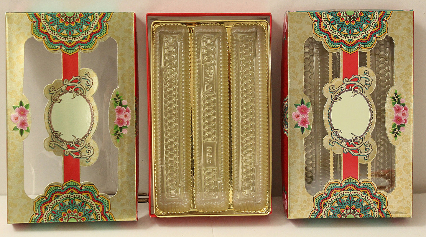 Golden Flower Print Sweet Box 500 Grams 3 Partition