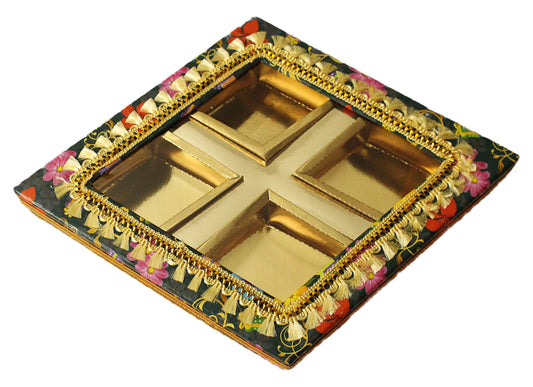 Flower Print 4 Partition Dry Fruit Box