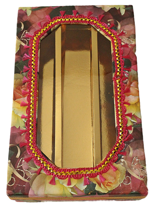 Pink Flower Print Sweet Box 1 Kg 3 Partition