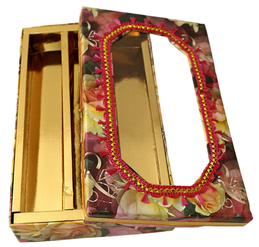 Pink Flower Print Sweet Box 1 Kg 3 Partition