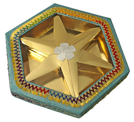 Blue Hexagon 6 partition Dry Fruit Box