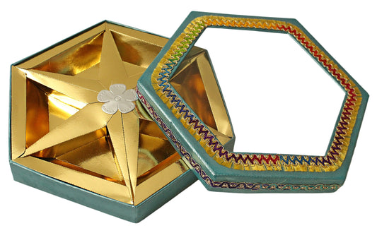 Blue Hexagon 6 partition Dry Fruit Box