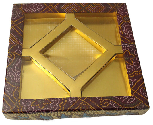 Maroon Bandhani 5 Partition Dry Fruit Box