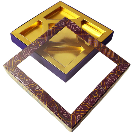 Maroon Bandhani 5 Partition Dry Fruit Box