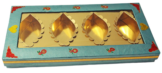 Blue Flower Print 4 Partition Dry Fruit Box