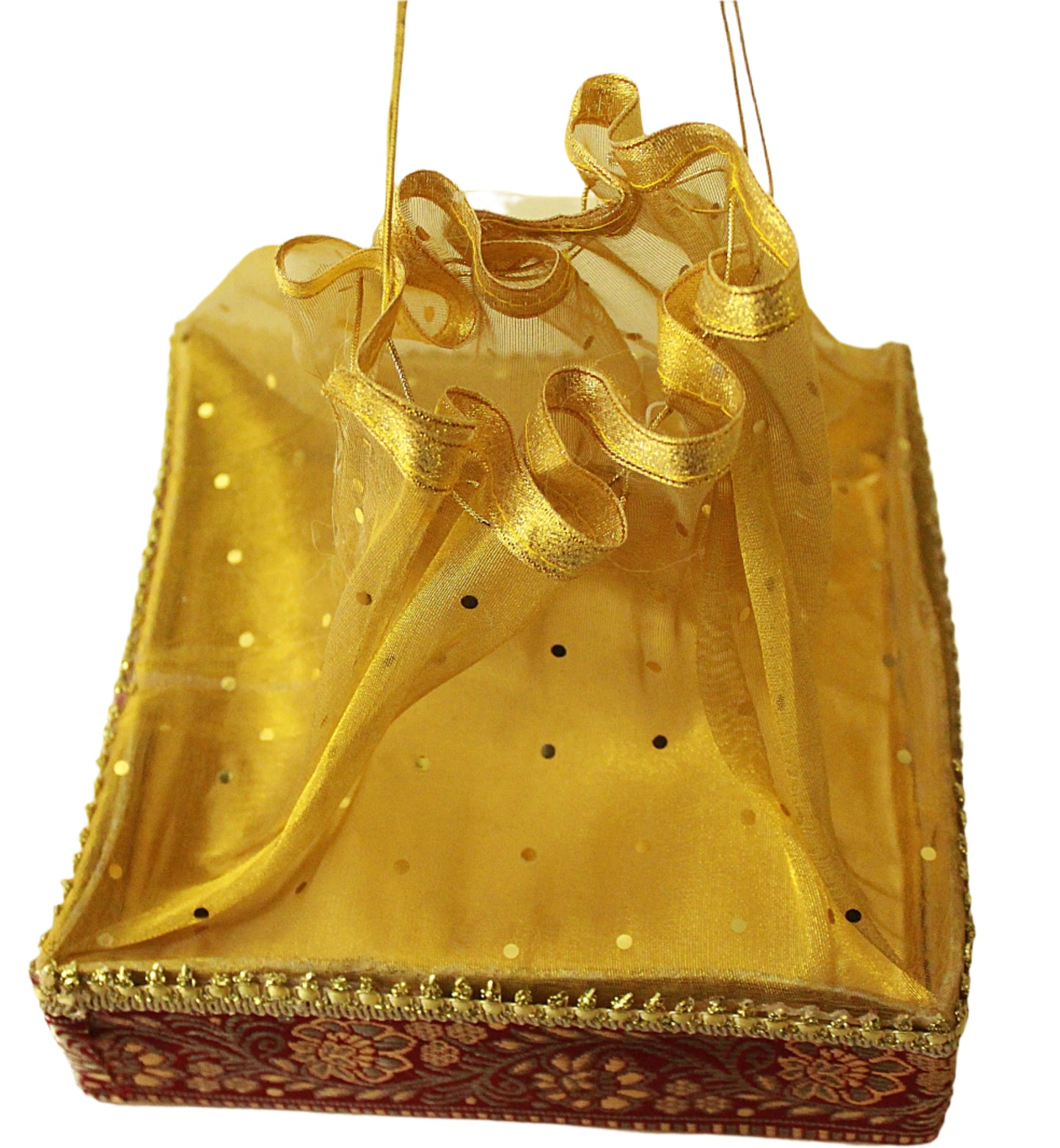 Golden Red Square Tokri- S046