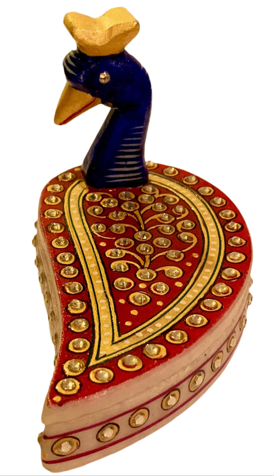 Marble Peacock Shape Chopra / Kumkum Holder
