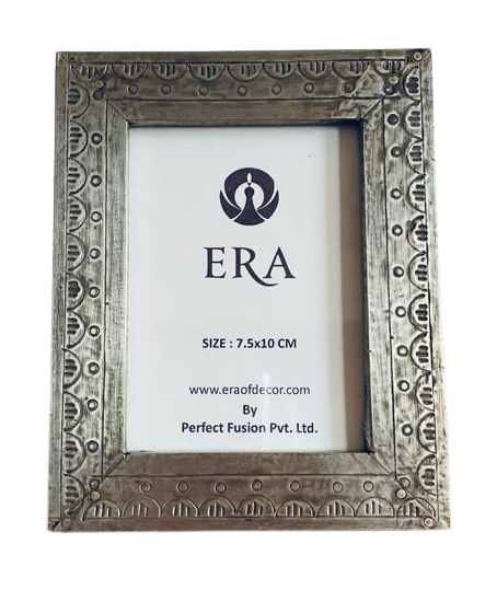 Picture Frame with Carved Rustic Metal Rimming