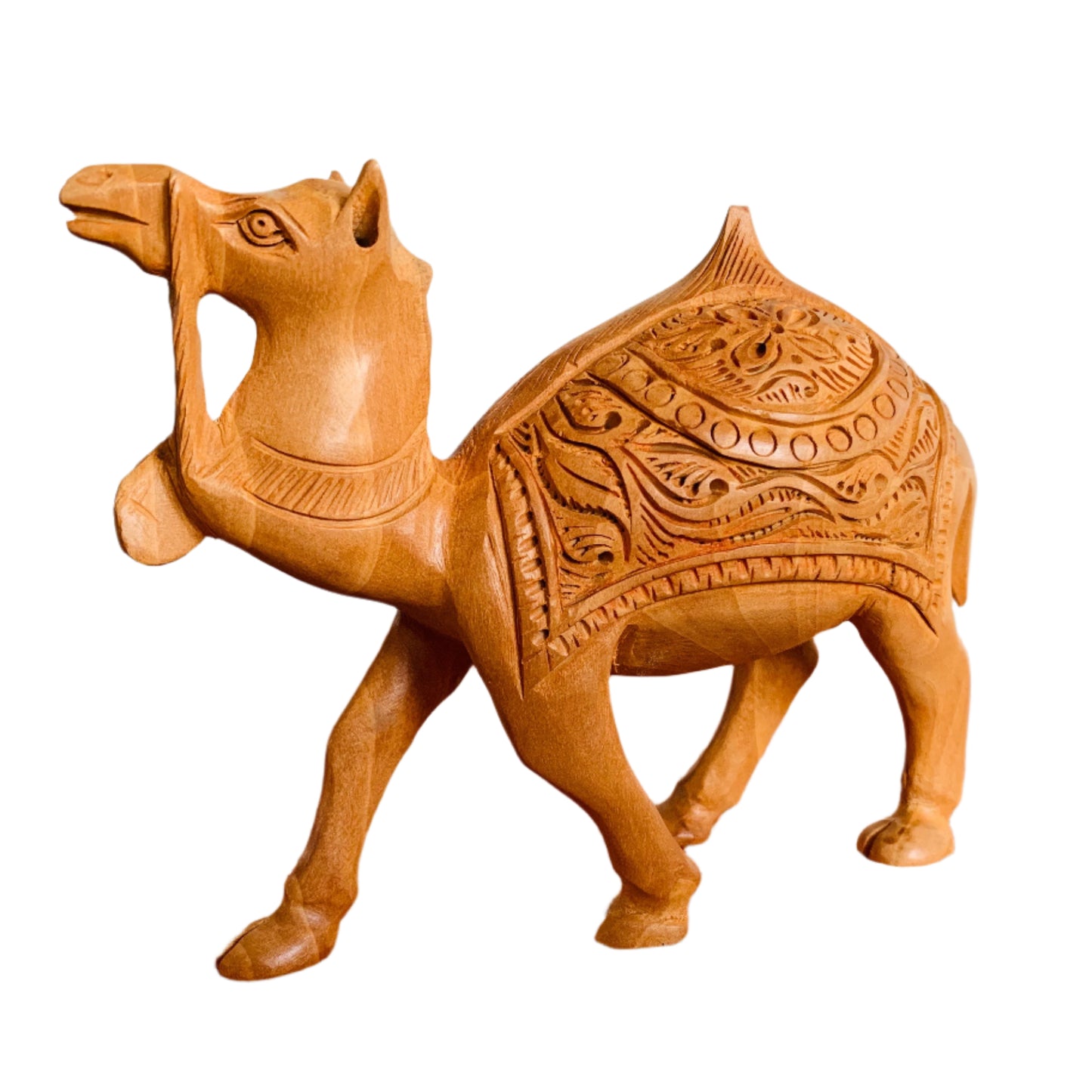 Carved Wooden Camel Figuring Home Decor Showpiece