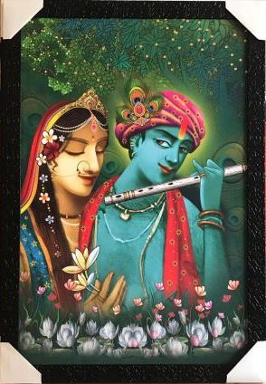 Wall Art Wooden Photo Frame of Radha Krishna # 13 - 20 x 30"