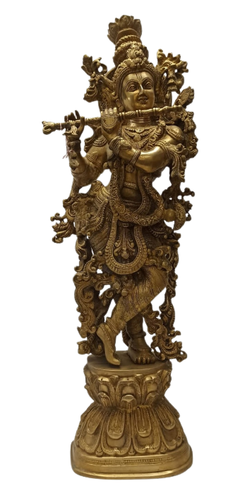 Brass Artistic Carved Statue of Lord Krishna -29"
