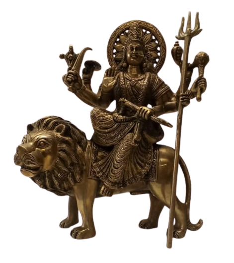Brass Traditional Statue of Hindu Goddess Maa Durga - 13"