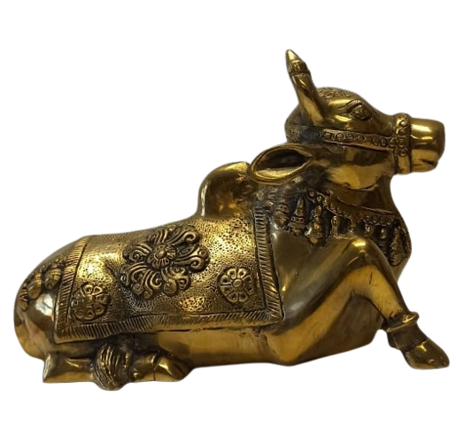 Brass Artistic Nandi Gaay (Cow) Statue - 7"
