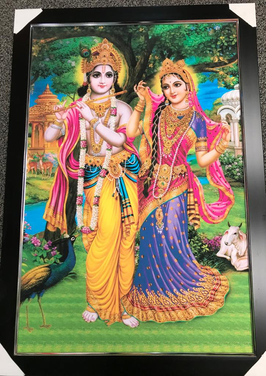 Sparkle Canvas Print Frame Picture of Radha Krishna # 13 - 20 x 30"