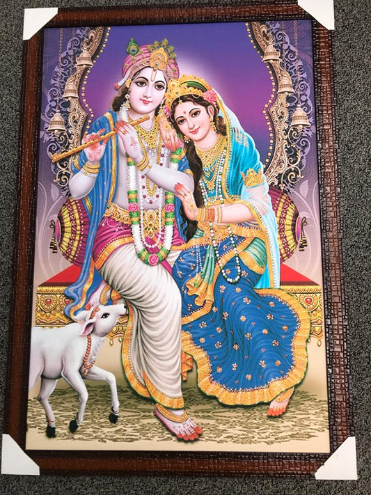 Sparkle Canvas Print Frame Picture of Radha Krishna # 20 - 20 x 30"