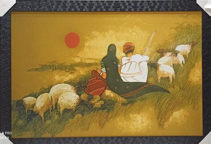 Home Decor Framed Wall Art Picture of Viilage # 10 - 33 x 23"