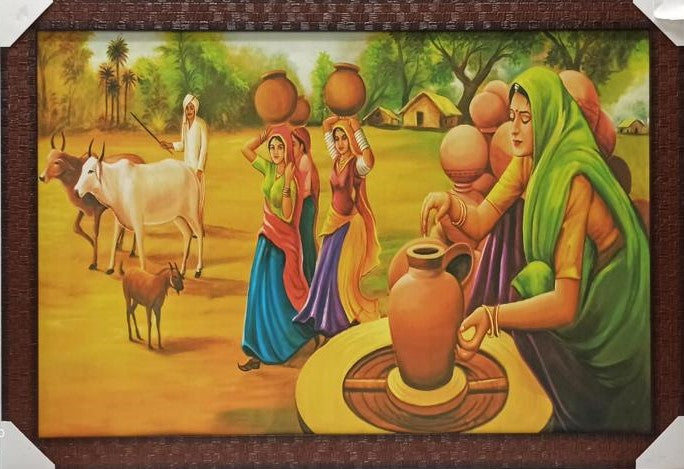 Home Decor Framed Wall Art Picture of Viilage # 11 - 33 x 23"