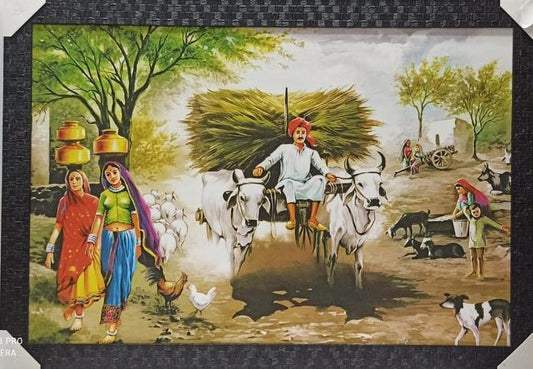 Home Decor Framed Wall Art Picture of Viilage # 12 - 33 x 23"