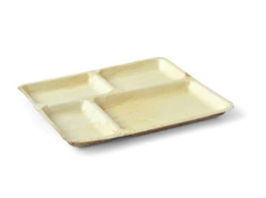 Eco-Friendly Disposable Rec. Plates in 4Comp - 10 x 9" # 2 (Pack of 25 Pcs)