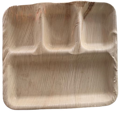 Eco-Friendly Disposable Rec. Plates in 4Comp - 10 x 9" # 1 (Pack of 25 Pcs)