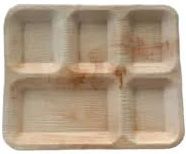 Eco-Friendly Disposable Rec. Plates in 5Comp - 12 x 10" (Pack of 25 Pcs)