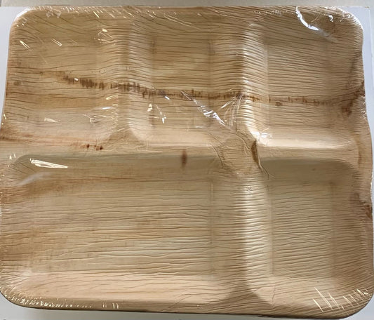 Eco-Friendly Disposable Rec. Plates in 5Comp - 12 x 10" (Pack of 25 Pcs)