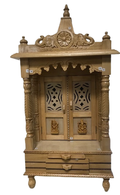 Sevan Wood White Teak Exquisite Mandir In 3 Sizes