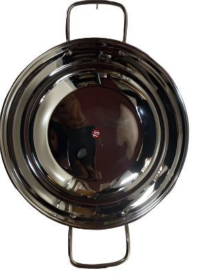 Stainless Steel Induction Bottom Base Kadai W/Handle For Home Kitchen