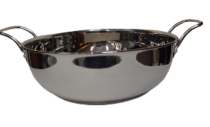 Stainless Steel Induction Bottom Base Kadai W/Handle For Home Kitchen