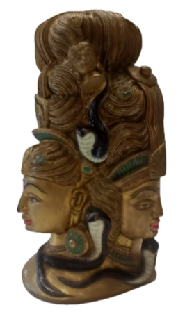 Brass Artistic Carved 3 Face Shivji n Parvati Mukhlingam