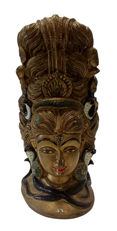 Brass Artistic Carved 3 Face Shivji n Parvati Mukhlingam