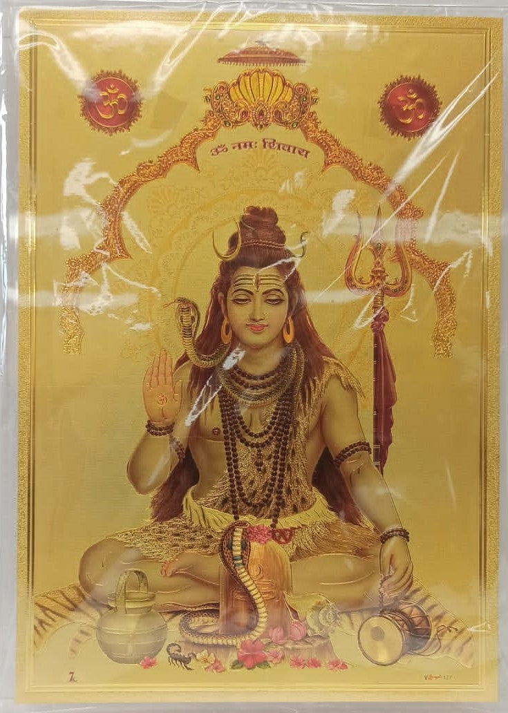 Acrylic Frame on Golden Foil Paper of Shivji # 1 - 9 x 12"