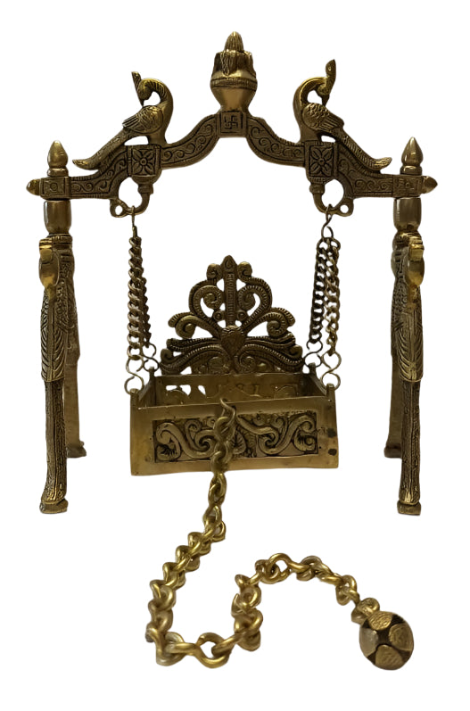 Brass Artistic Carved Singhasan/Jhulla for God Statues - 9"