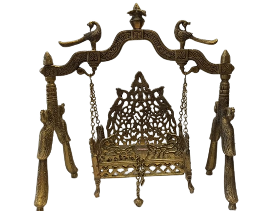 Brass Artistic Carved Singhasan/Jhulla for God Statues - 16"