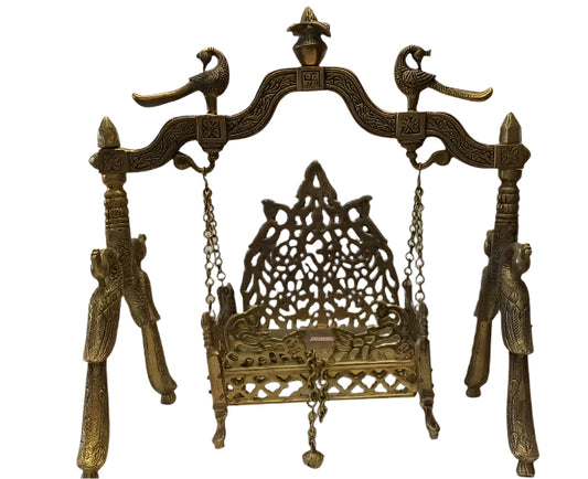 Brass Artistic Carved Singhasan/Jhulla for God Statues - 16"