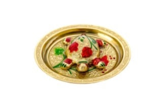 Golden Brass Meenakari Tortoise In Plate