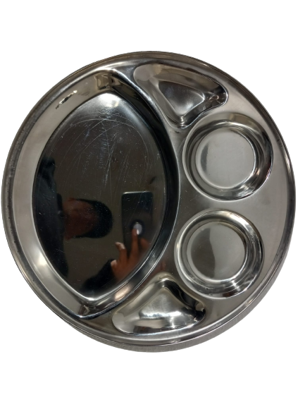 Stainless Steel Round Plate (5 compartments)