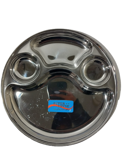 Stainless Steel Circular Plate (4 compartments) - 11.5" Diameter