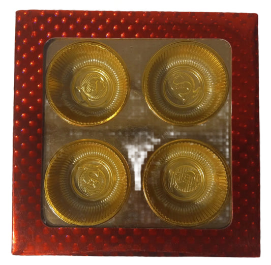 Empty Dry Fruit Box in Square & Inside-Katori Shape - 4Comp (Red) -9x9"