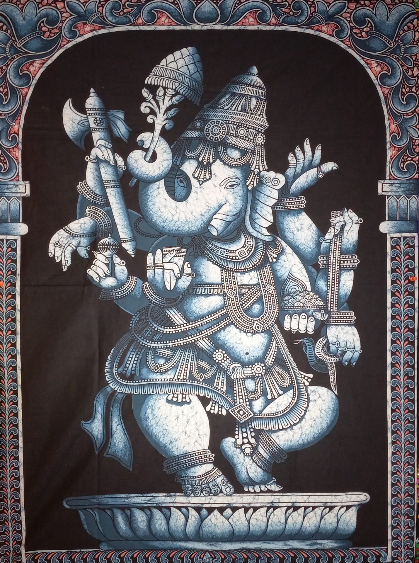 Intricately Detailed Indian God Ganesha Wall Hanging (32" x 45")
